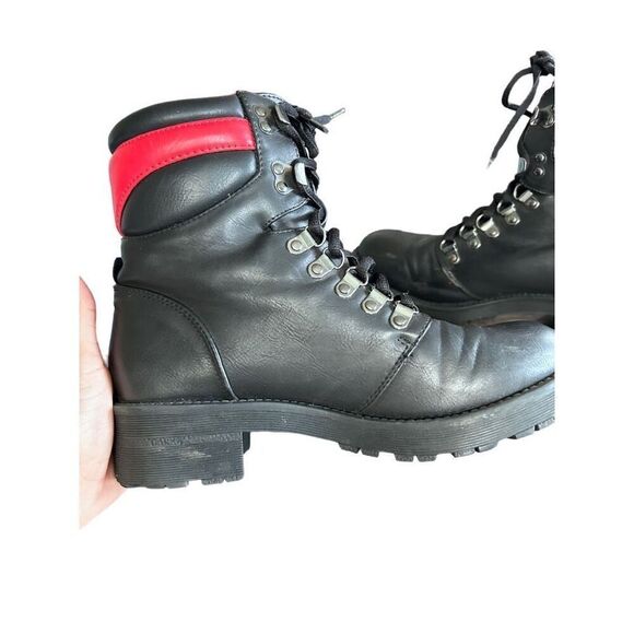 MIA WOMEN'S LACE-UP Size 8.5 LYZA BLACK/RED ANKLE WINTER COMBAT BOOTS - Picture 7 of 10